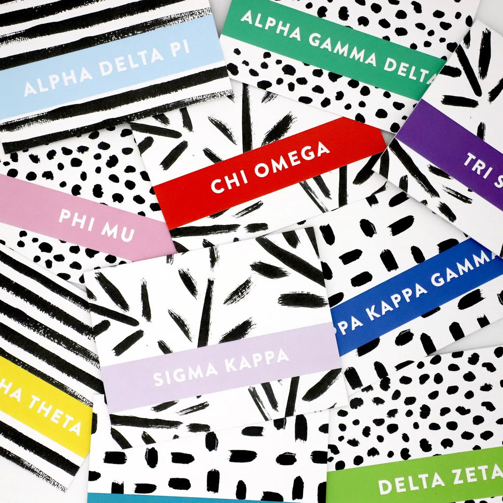 MS 8pc Sorority PATTERNED Greek Chic Notecards/Envelopes