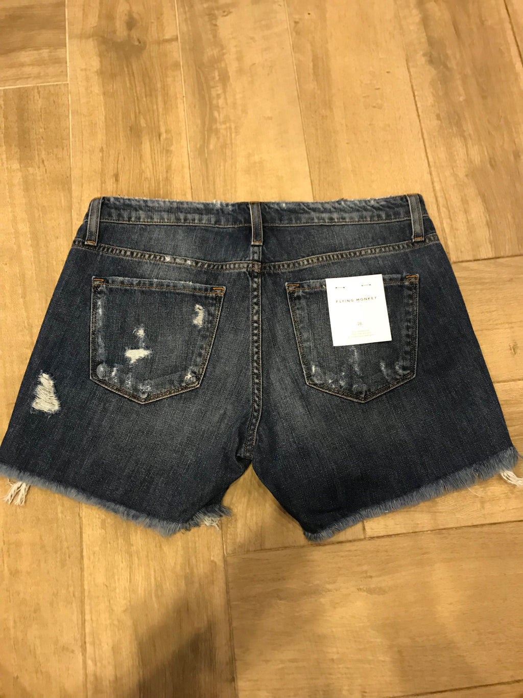 FLYING MONKEY Distressed Boyfriend ALIBI BLUE Jean Shorts