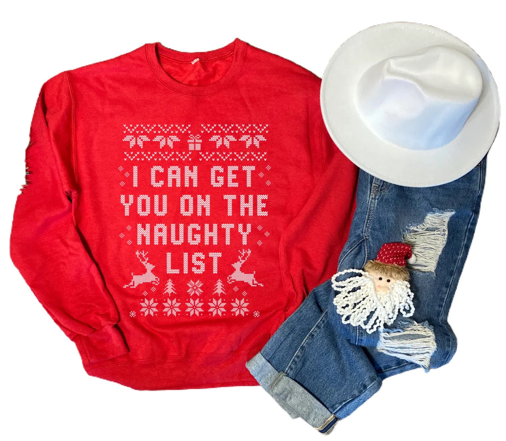MH Fair Isle NAUGHTY LIST Ugly Sweater SweatShirt Top
