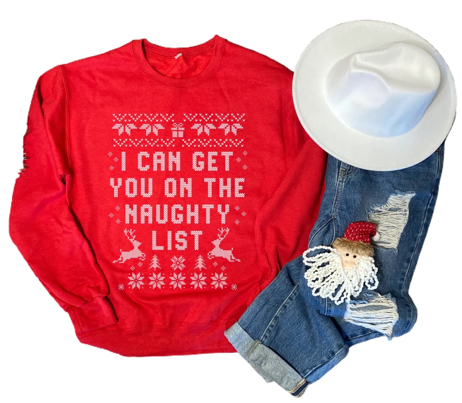 MH Fair Isle NAUGHTY LIST Ugly Sweater SweatShirt Top