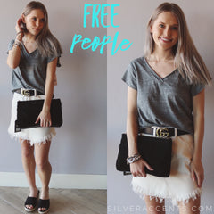 FREE PEOPLE! HiWaist BAILEY Raw FringeHem Denim Skirt