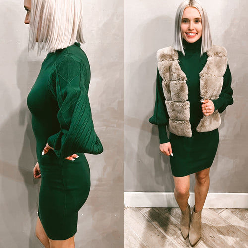 *SEASONS CableSleeve MockNeck Sweater Dress