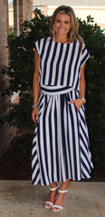 Umgee PORTIFINO 2pc Stripe CapSleeve/TieBack Skirt Set