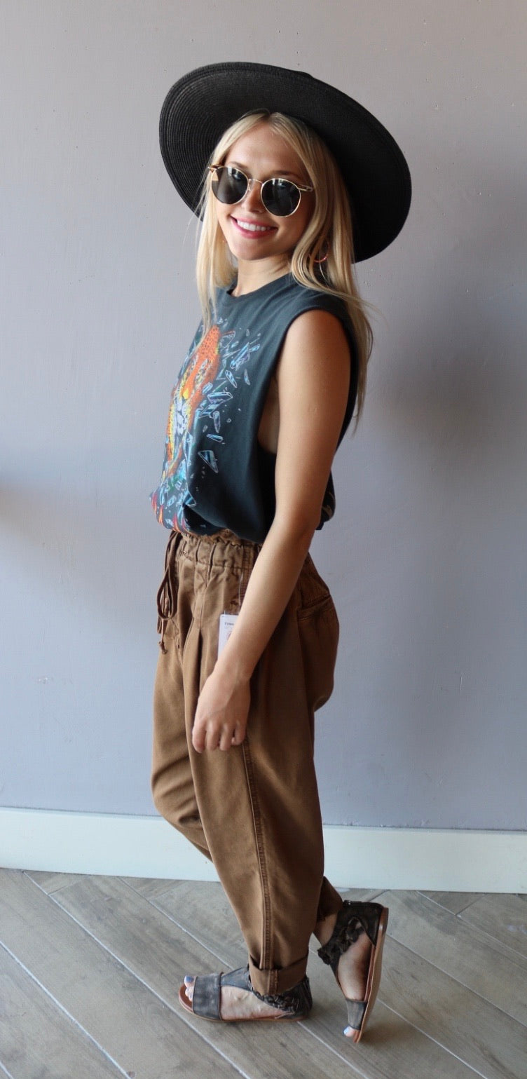 FREE PEOPLE Drawstring MARGATE Pleated PaperBag Trouser