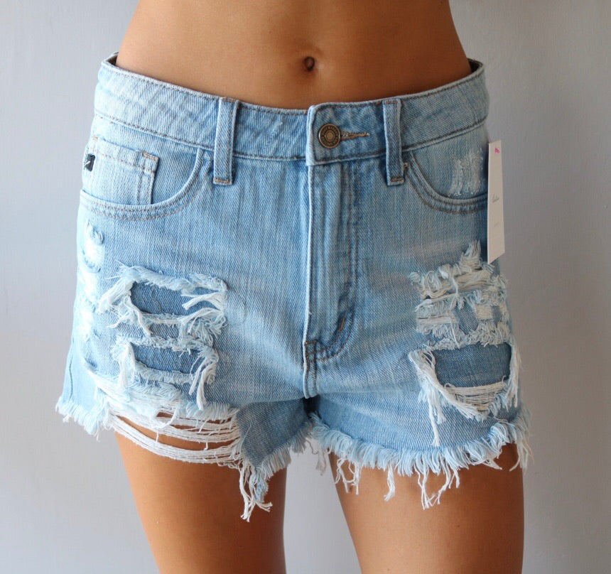 Lt Blue SPLENDID HiRise Distressed Jean Shorts