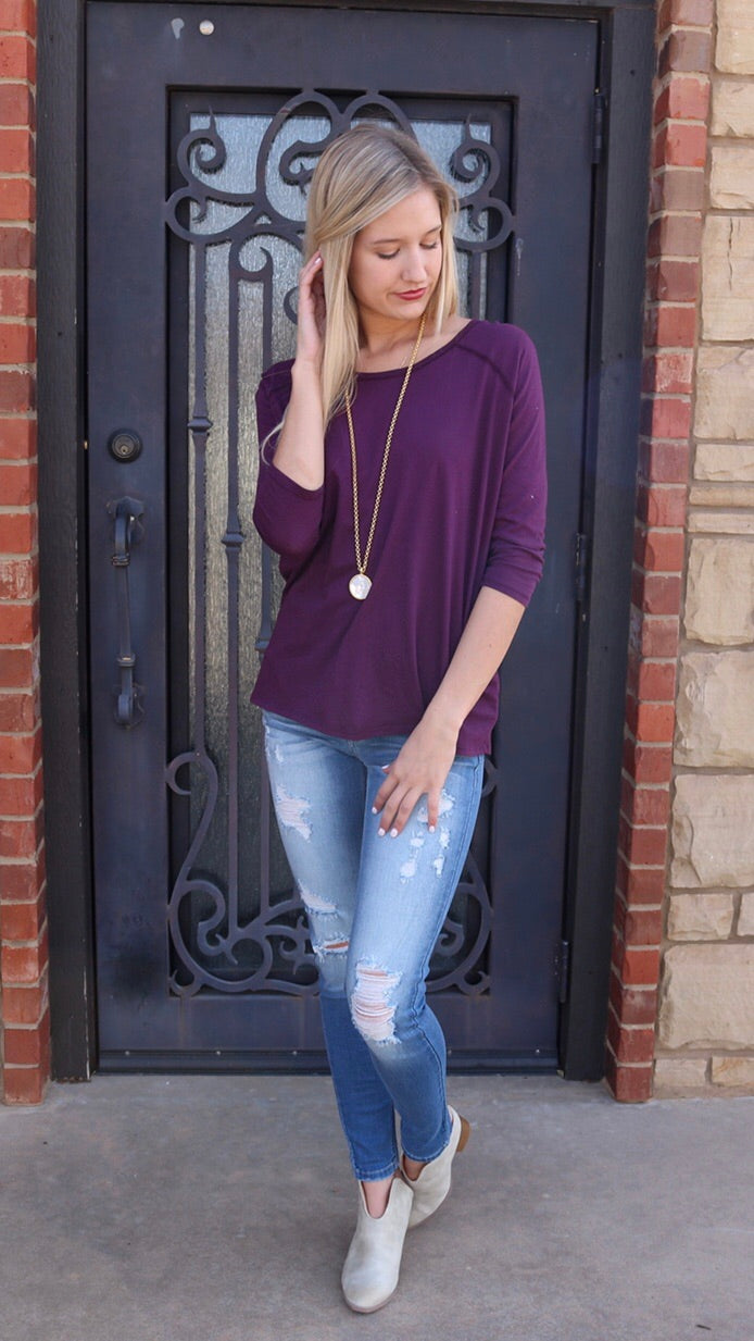 BOBI Eggplant MARVEL Open X-Back Lightweight Jersey Top