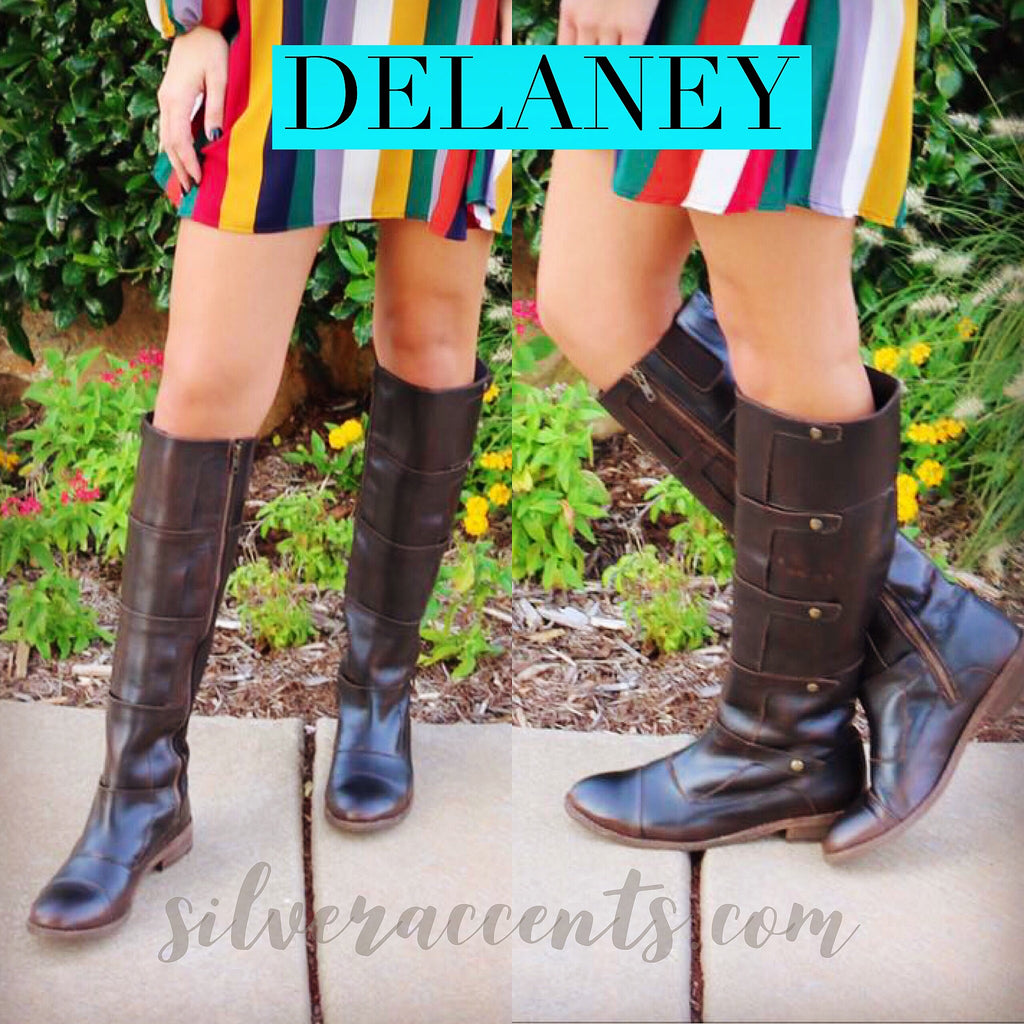 Very Volatile DELANEY Tall Flat Boots With Press Studs