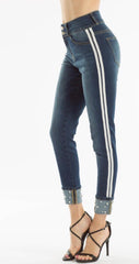 MARMONT SideStripe Pearl Cuff Stretch Skinny Jean