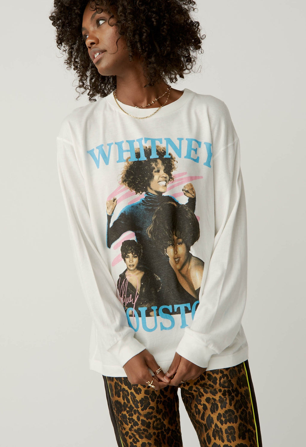 DAYDREAMER Dance With Somebody WHITNEY HOUSTON Long Sleeve Tee Top