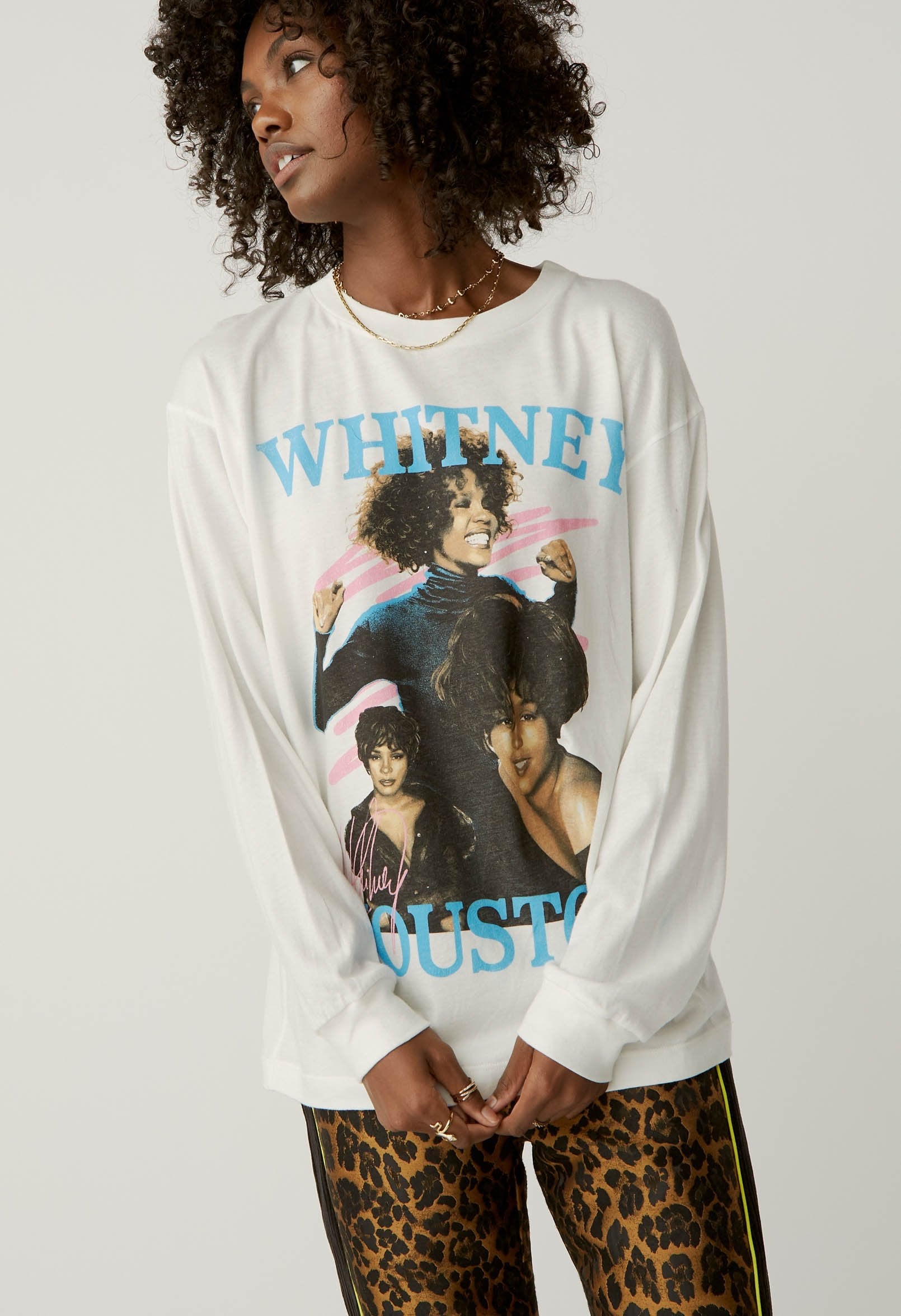 DAYDREAMER Dance With Somebody WHITNEY HOUSTON Long Sleeve Tee Top