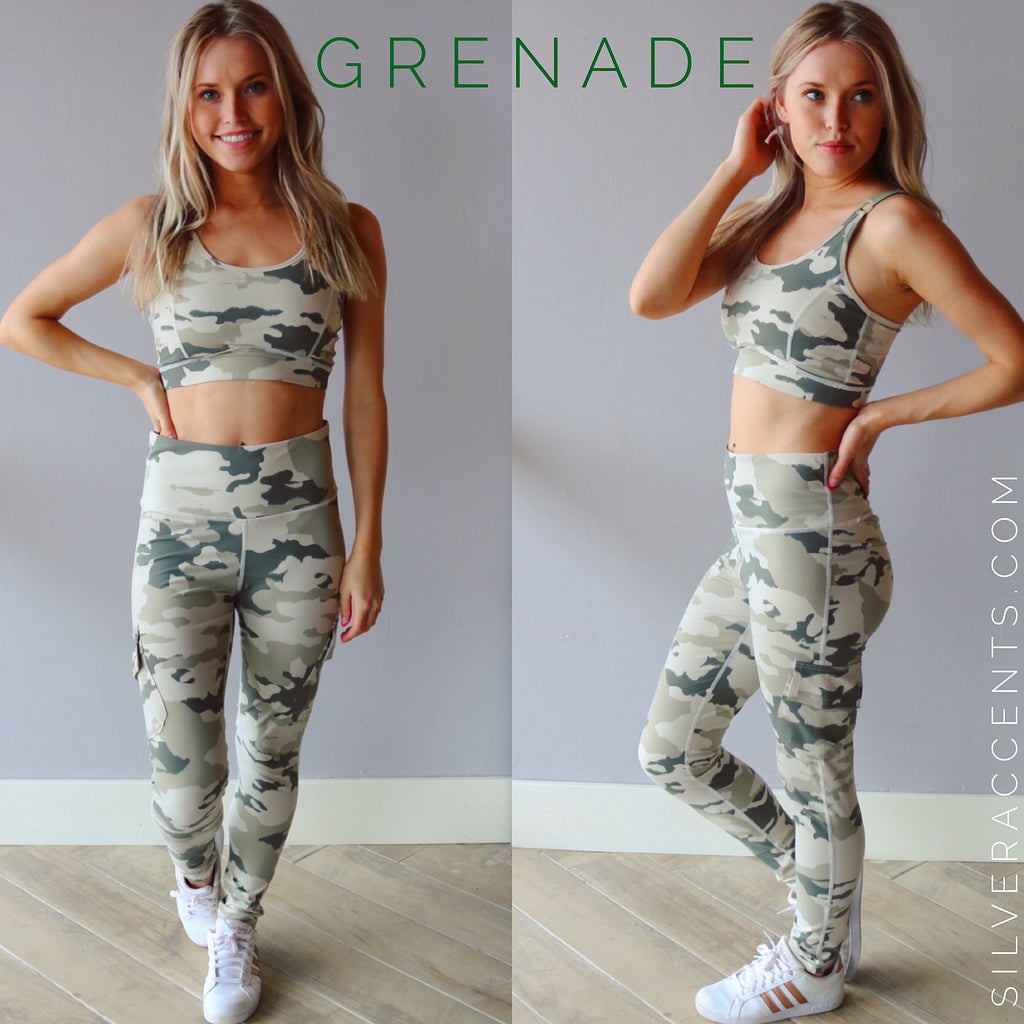 MONO B Lt Camo GRENADE CutOut Back Sports Bra