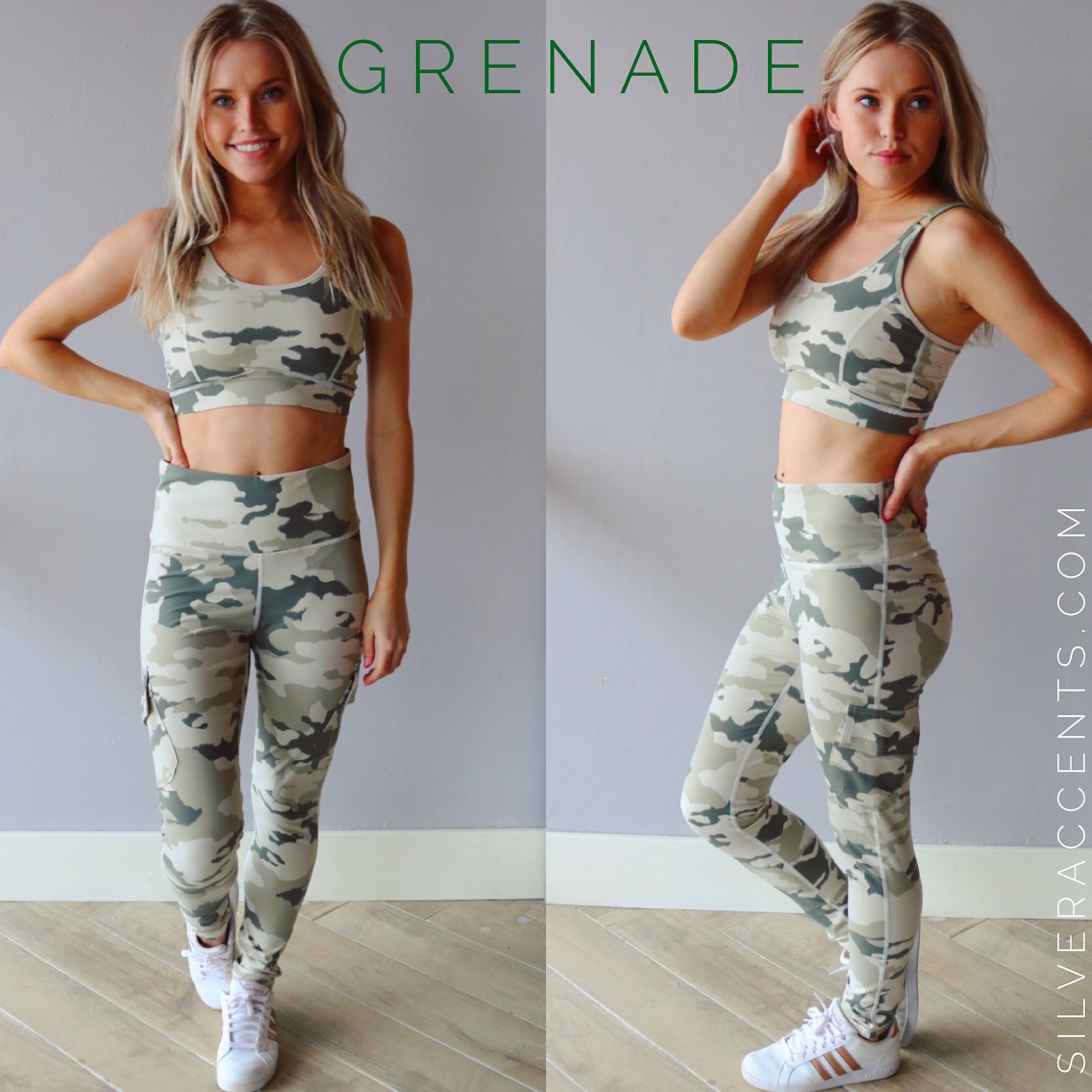 MONO B Lt Camo GRENADE CutOut Back Sports Bra