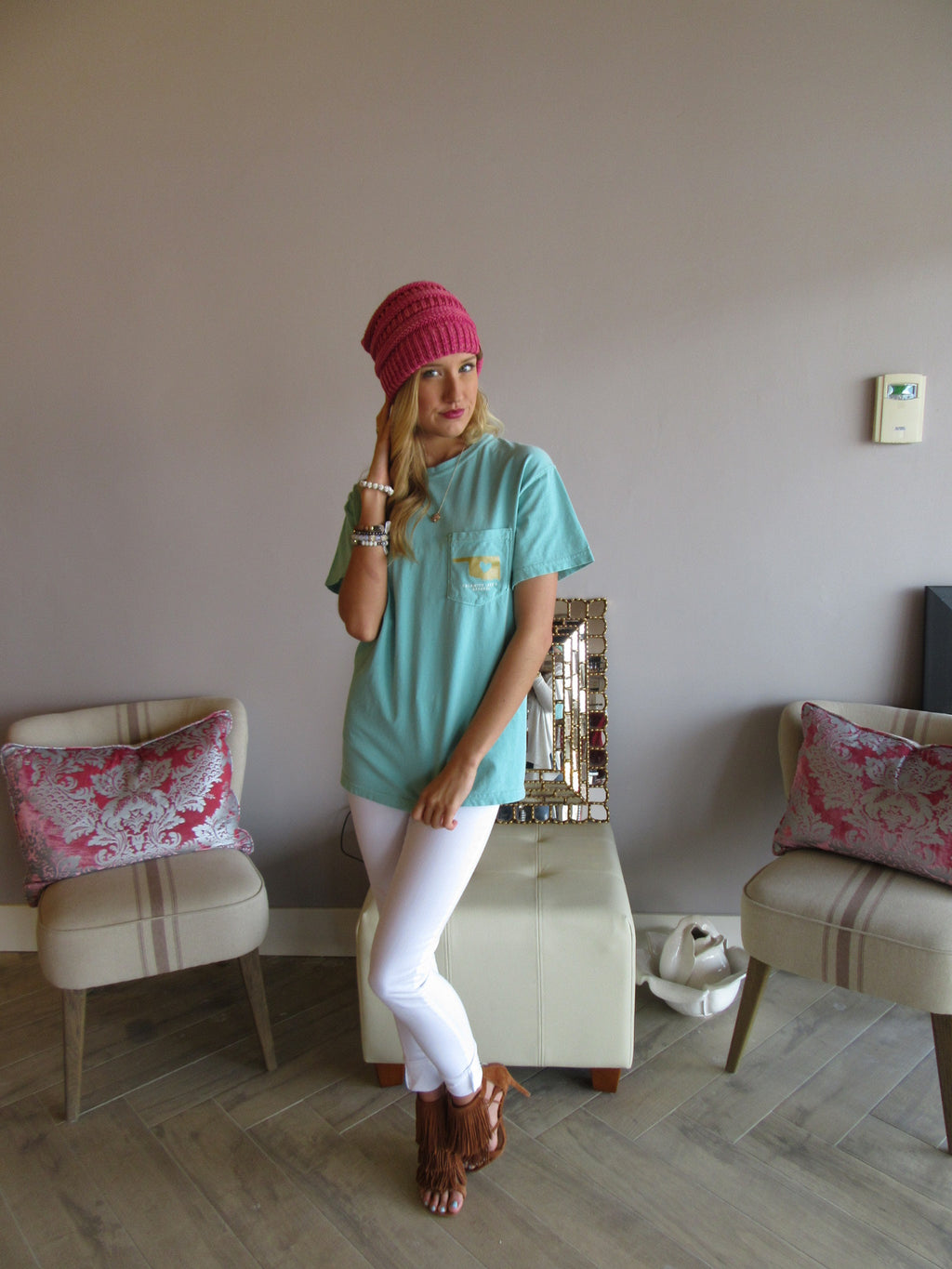 Floral OK Roots Comfort Colors Tee Top