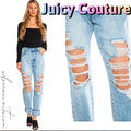 JUICY COUTURE Rhinestone BLING Distressed Jean