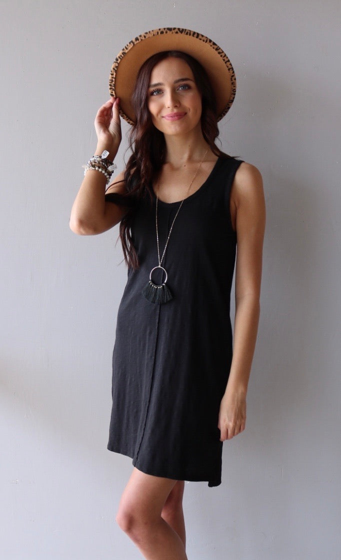 BOBI Slub Jersey V-Neck HORIZON StepHem Dress