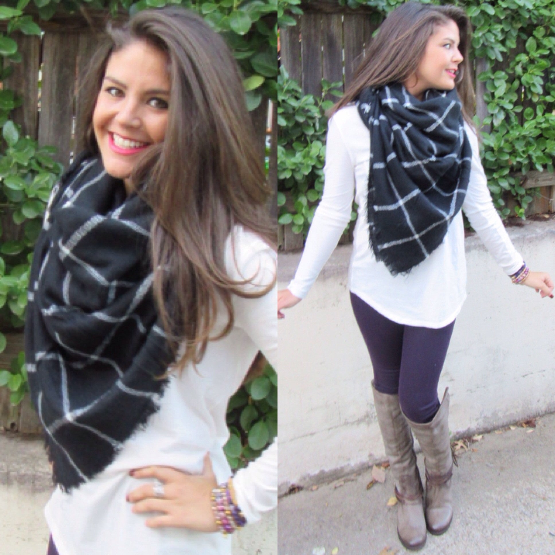 KATE Plaid Blanket Fringe Scarf