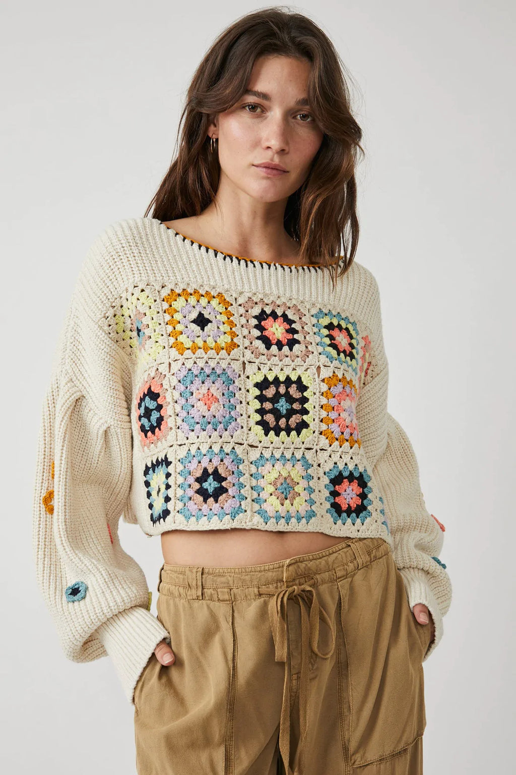 FREE PEOPLE Crochet DAHLIA Pullover Sweater Top
