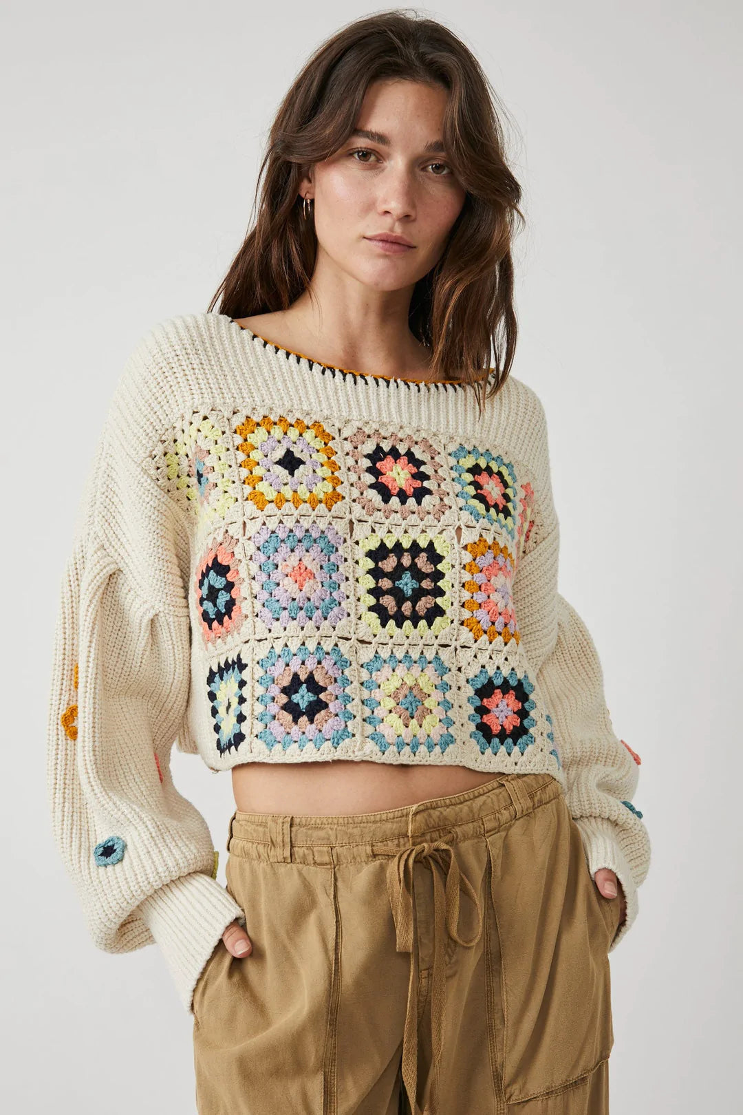 FREE PEOPLE Crochet DAHLIA Pullover Sweater Top