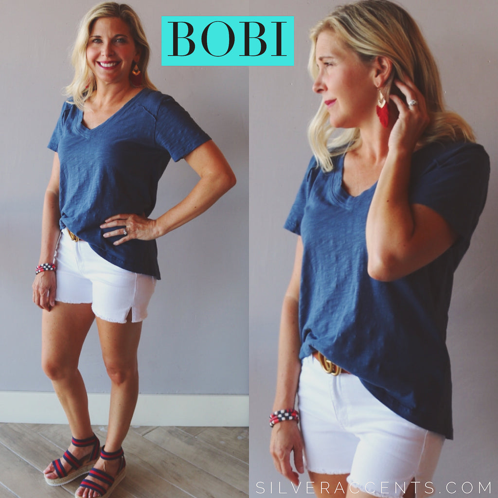 BOBI V-Neck BECK Slub Jersey HiLo Top