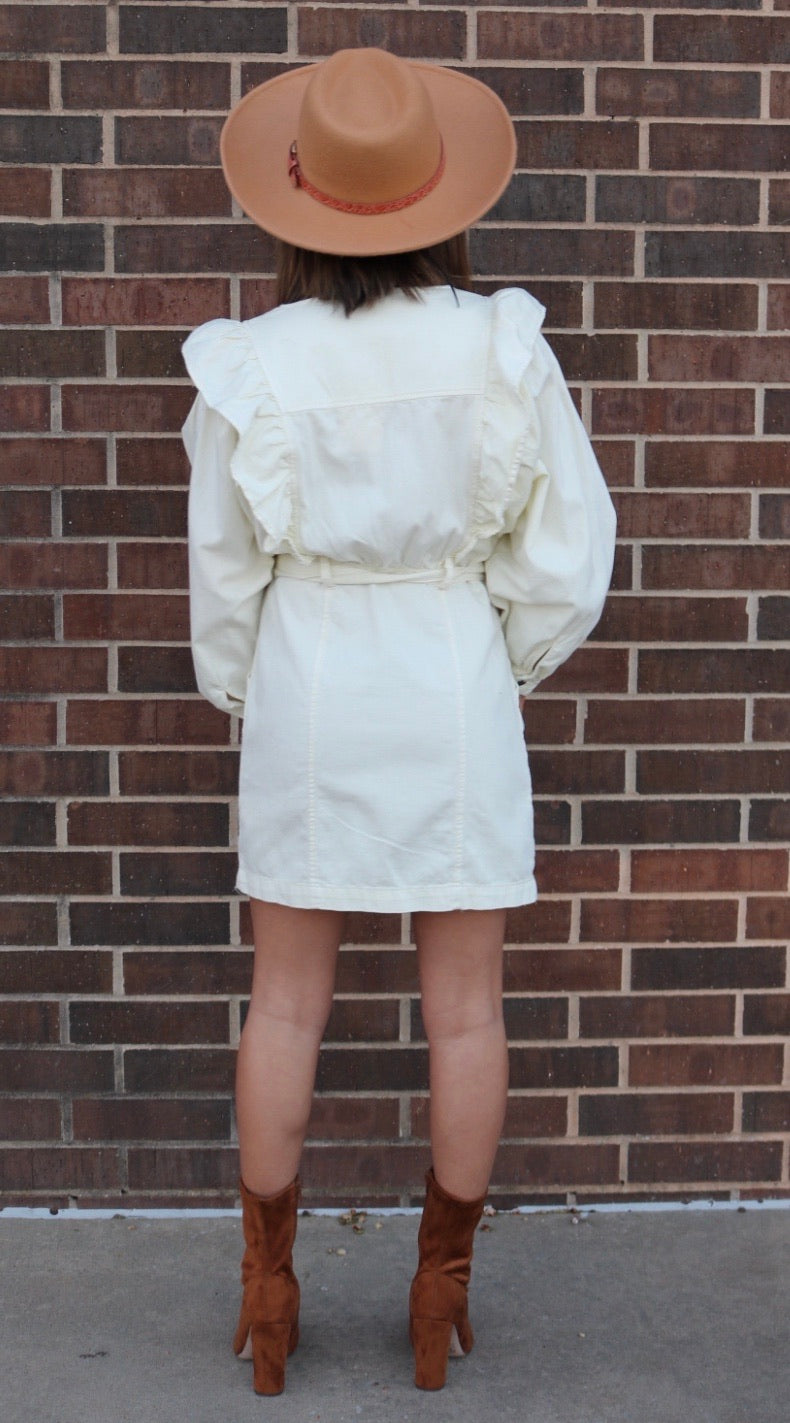 FREE PEOPLE Zipfront IMOGENE RuffleTrim TieWaist Dress