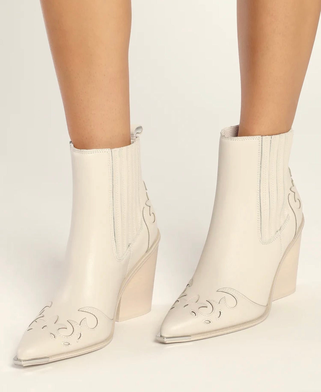 STEVE MADDEN Laser Cut TRIM Silver Tip Booties