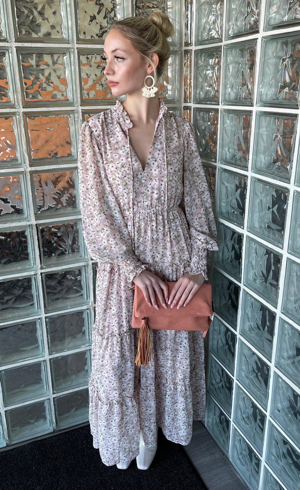 ELAN Floral FLEUR Long  Sleeve Maxi Dress