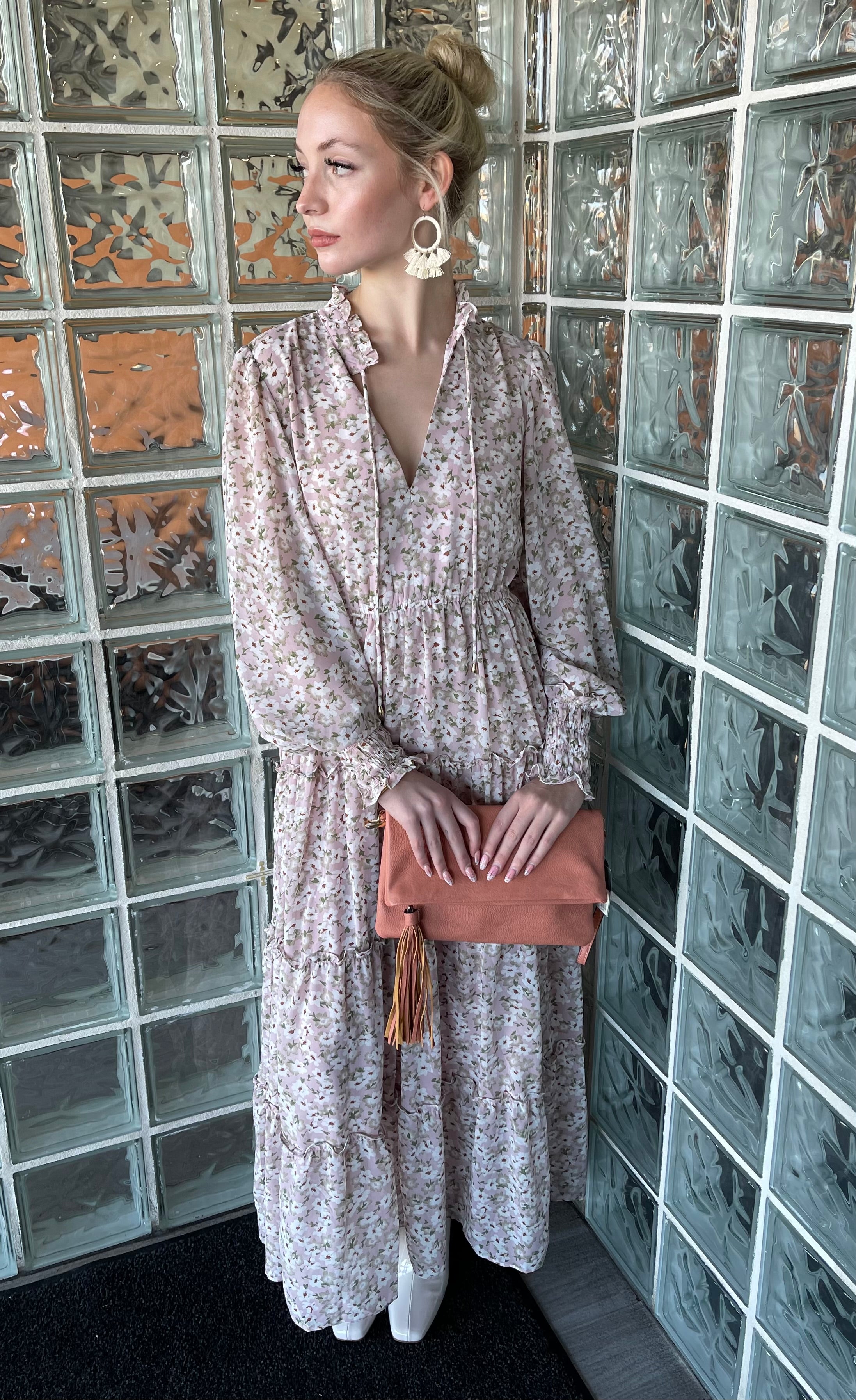 ELAN Floral FLEUR Long  Sleeve Maxi Dress