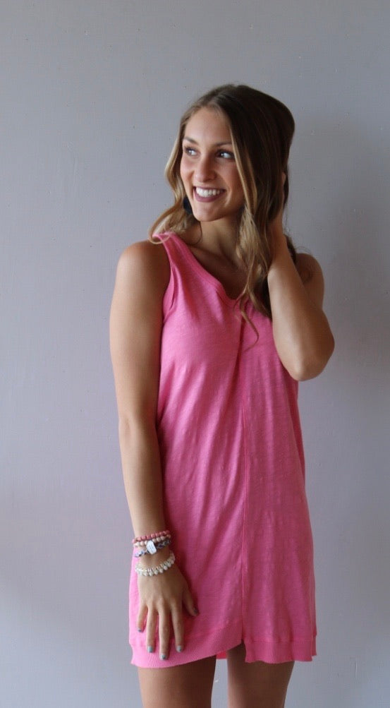 BOBI Slub Jersey V-Neck HORIZON StepHem Dress