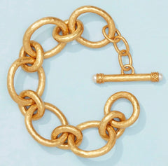 JULIE VOS Gold/Pearl CATALINA Large Link Bracelet