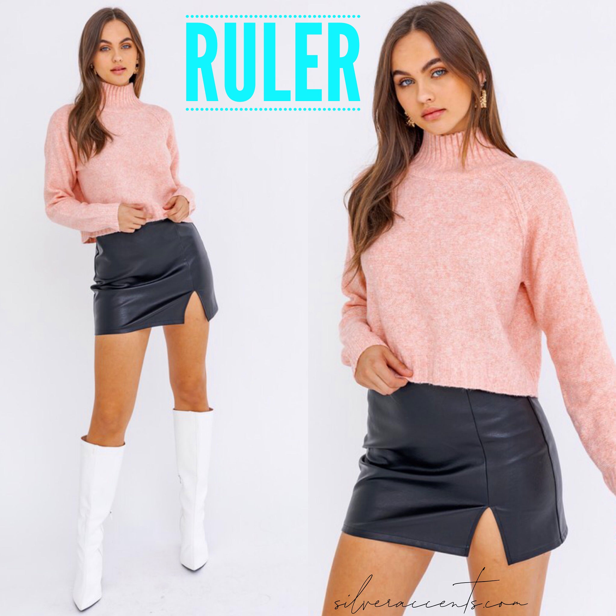 RULER MockNeck WaistCrop Sweater Top