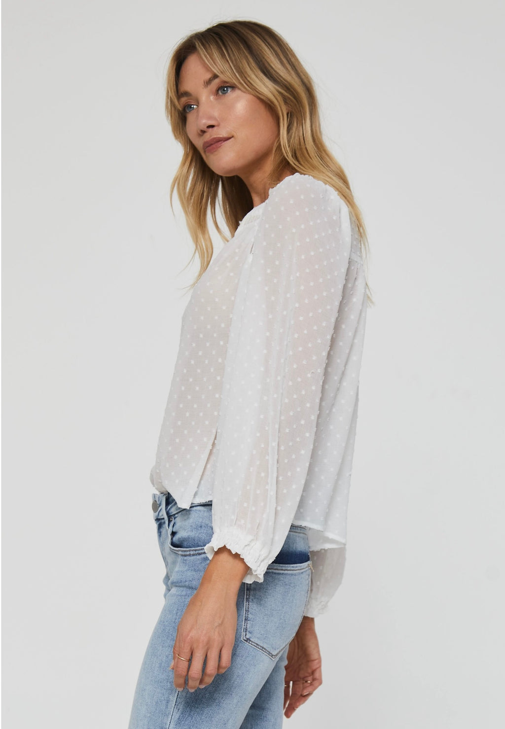 ANOTHER LOVE SwissDot WINSLOW FrontLace Peasant Top