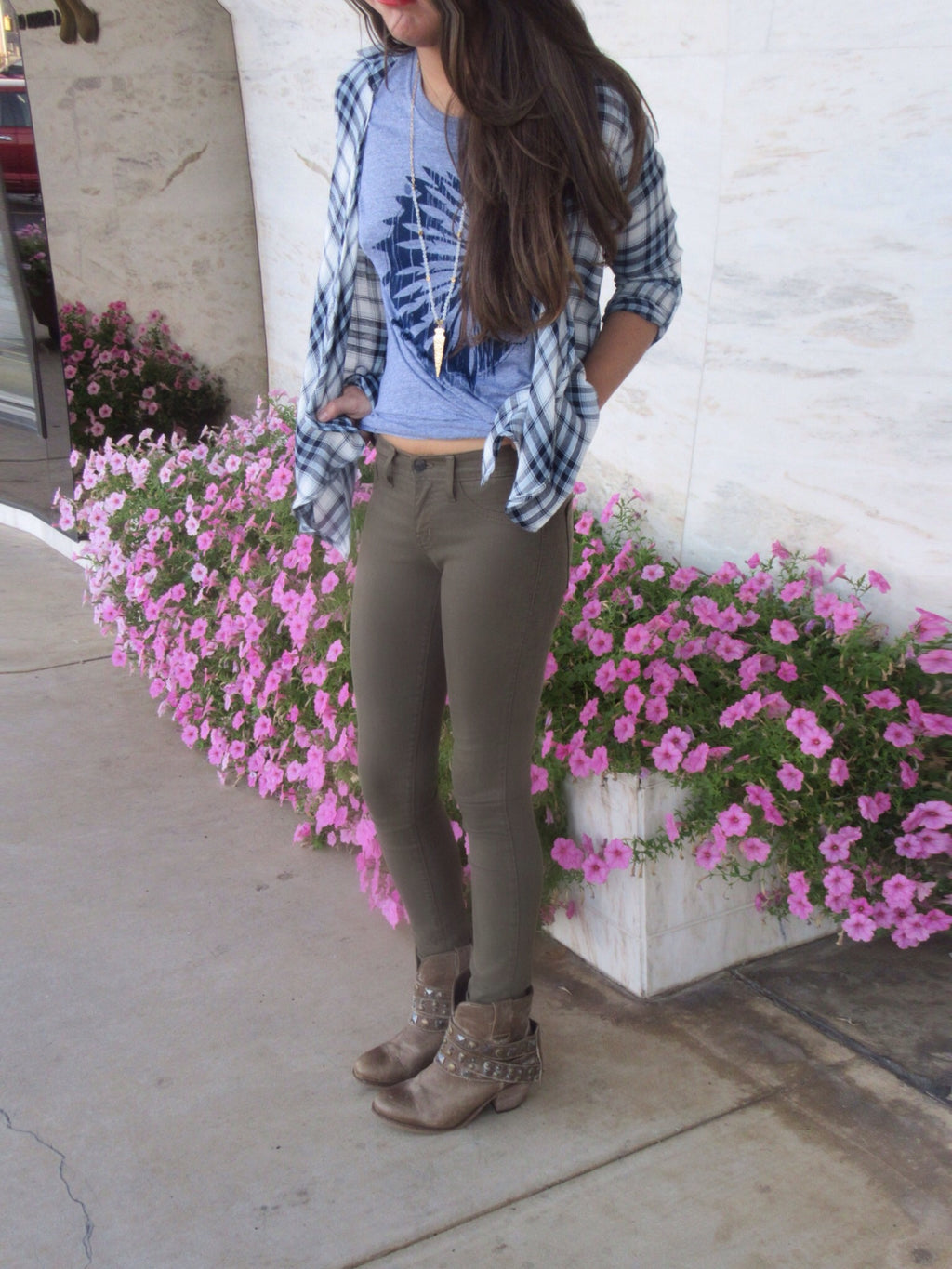 FLYING MONKEY Stretch OLIVE Skinny Jean