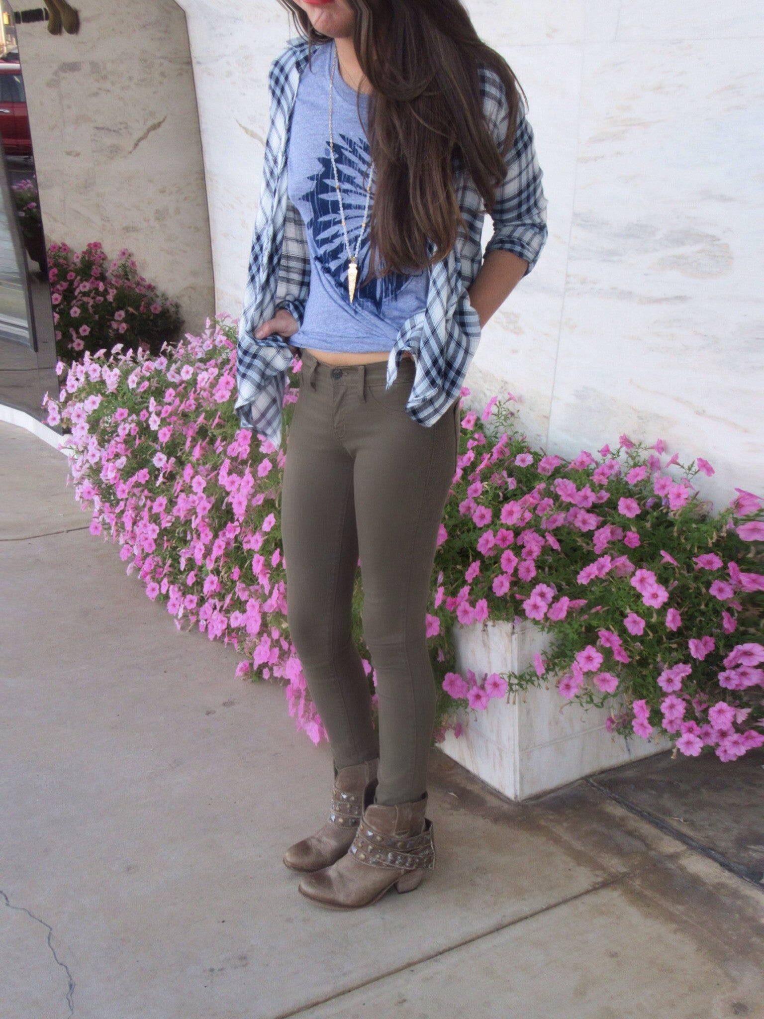 FLYING MONKEY Stretch OLIVE Skinny Jean