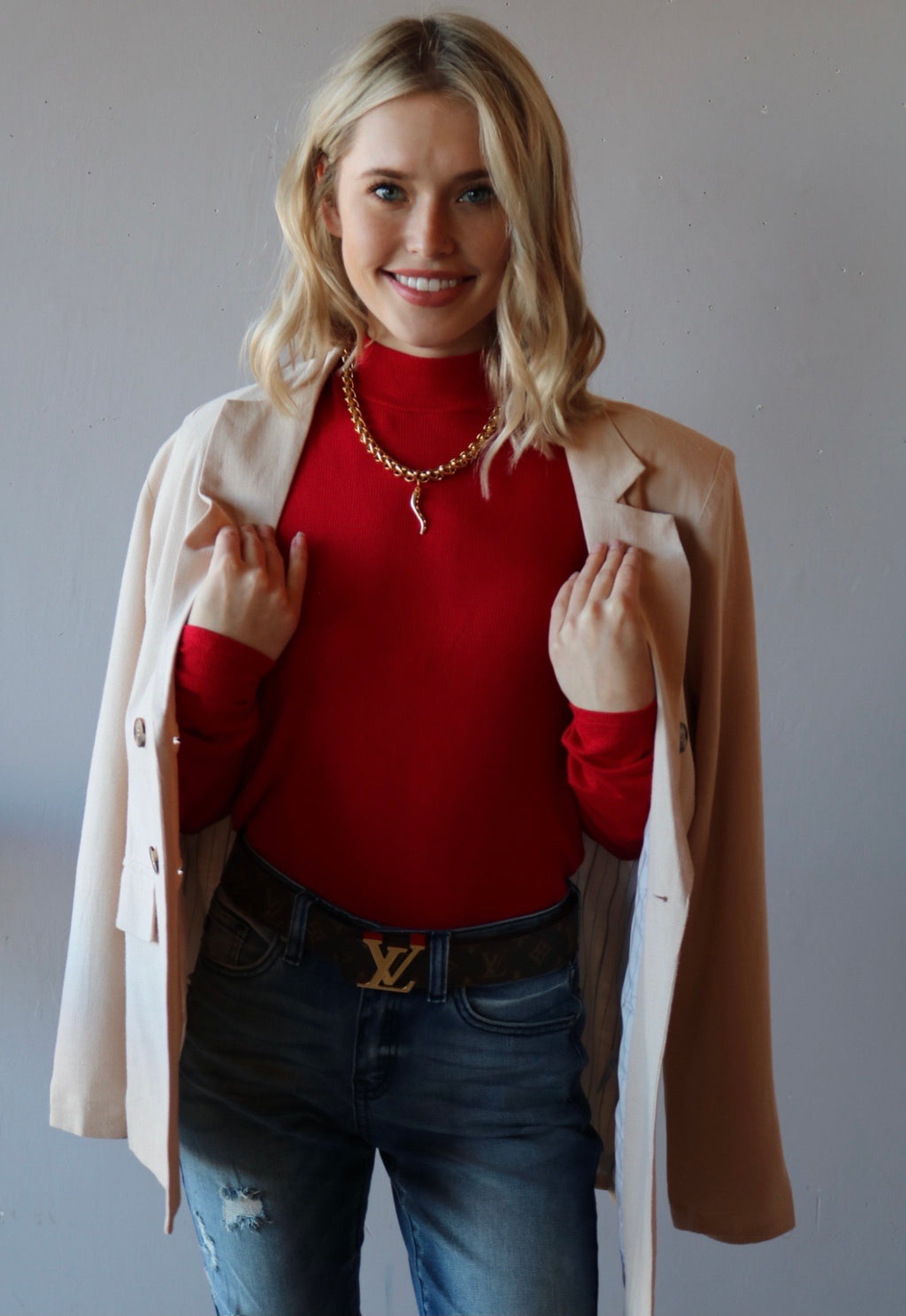 MICHAEL STARS RibKnit ESME MockNeck PuffSleeve Top