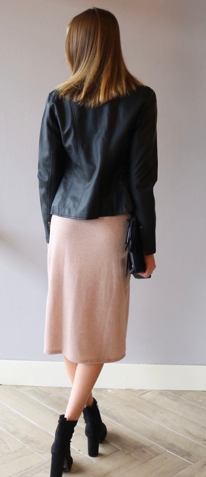 *LUSH PROMENADE Mock Neck RoucheSleeve Midi Dress