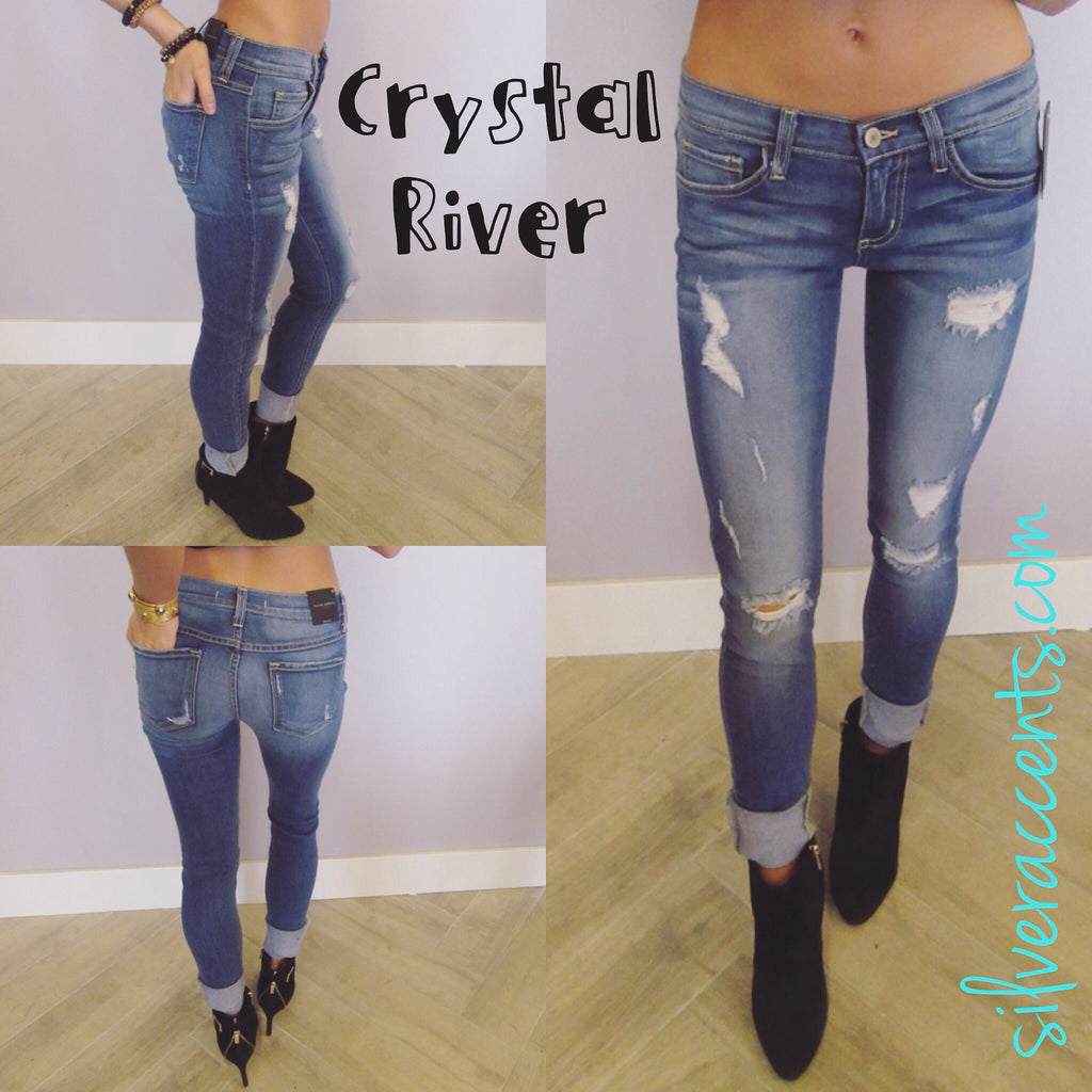 FLYING MONKEY Distressed CRYSTAL RIVER Skinny Jeans