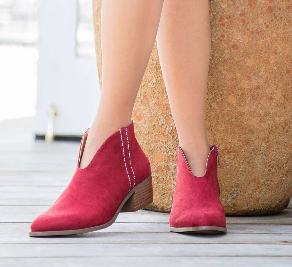 BOOMER Cutout White Stitch Bootie Shoe