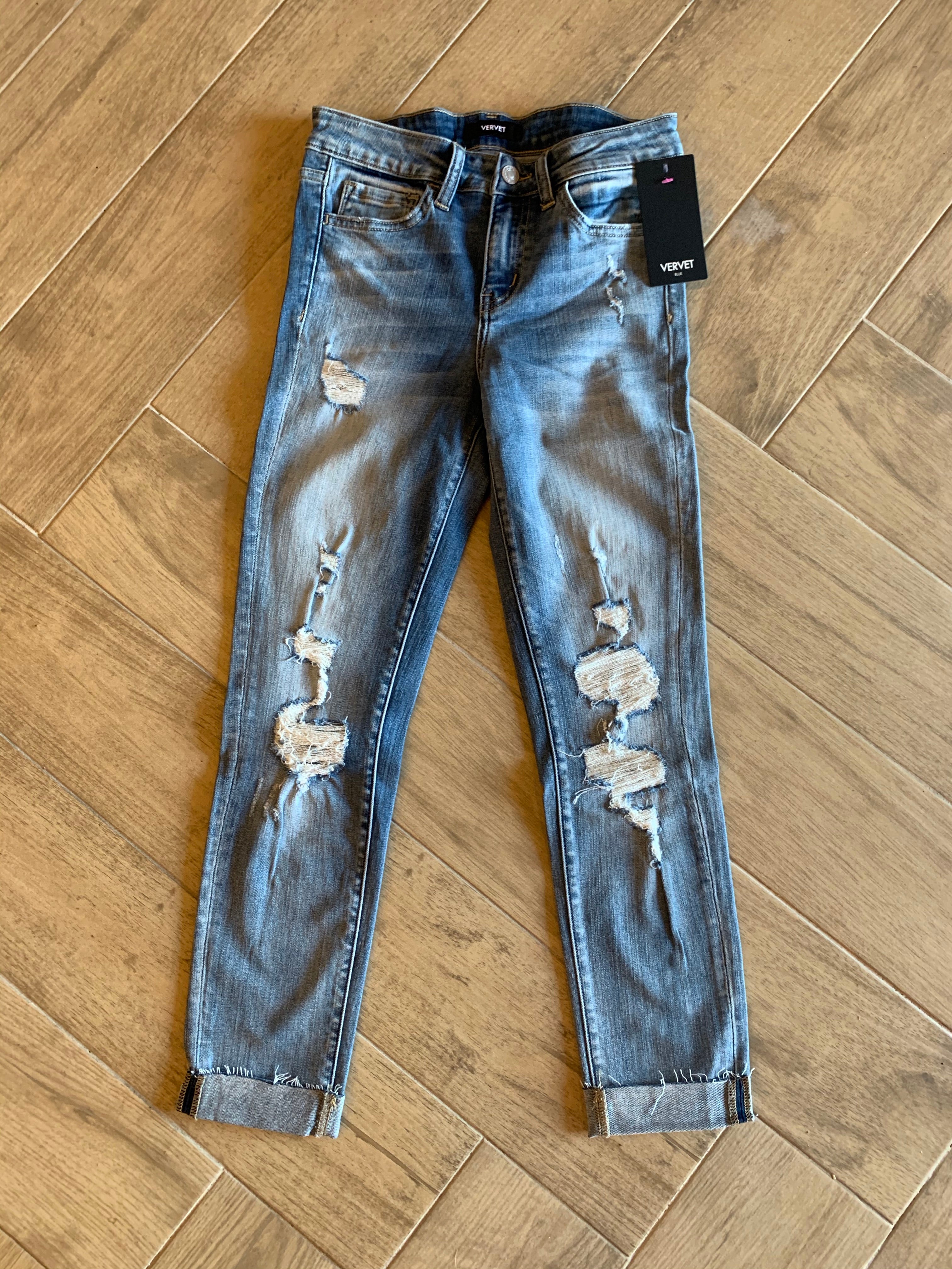 VERVET MidRise BAHAMA BREEZE Distressed Skinny Jean