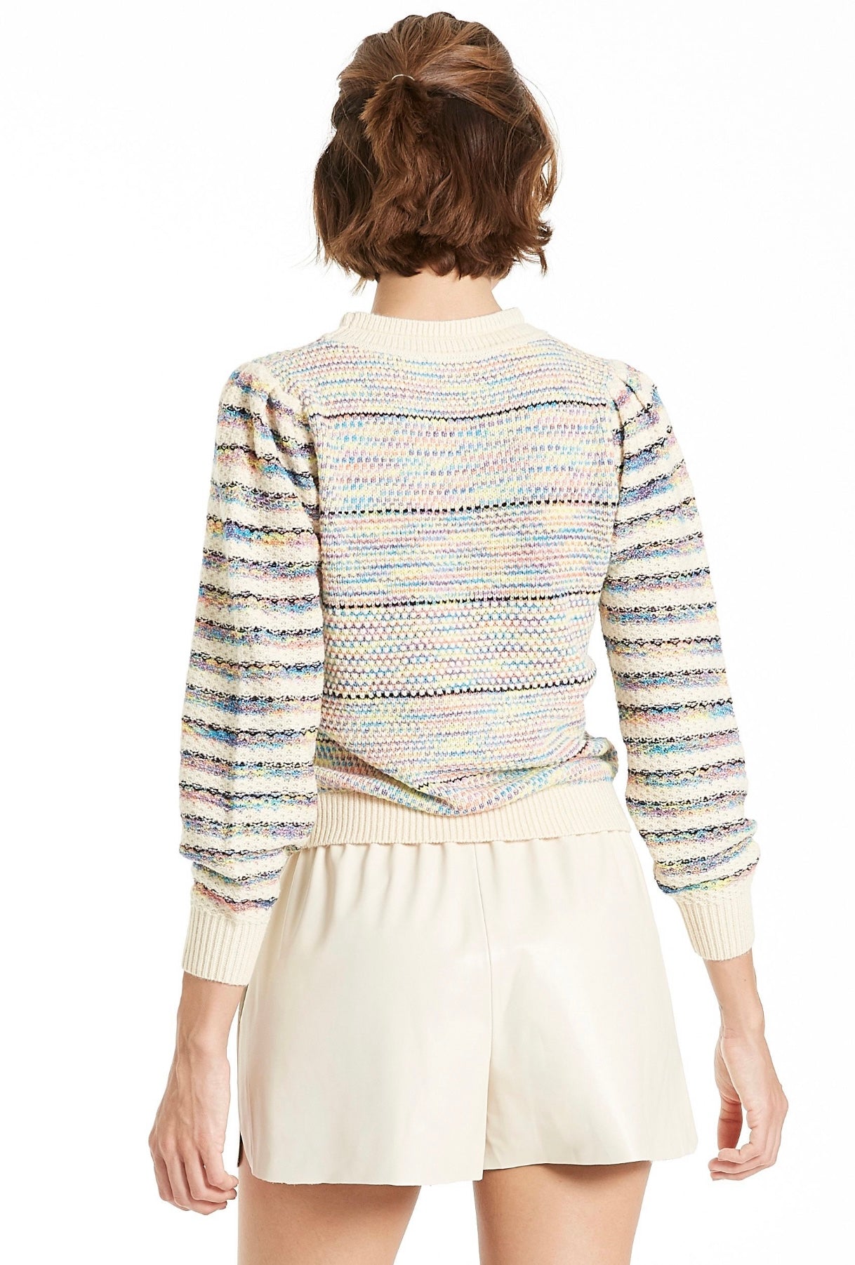 ANOTHER LOVE Puff Sleeve INES Striped CrewNeck Sweater