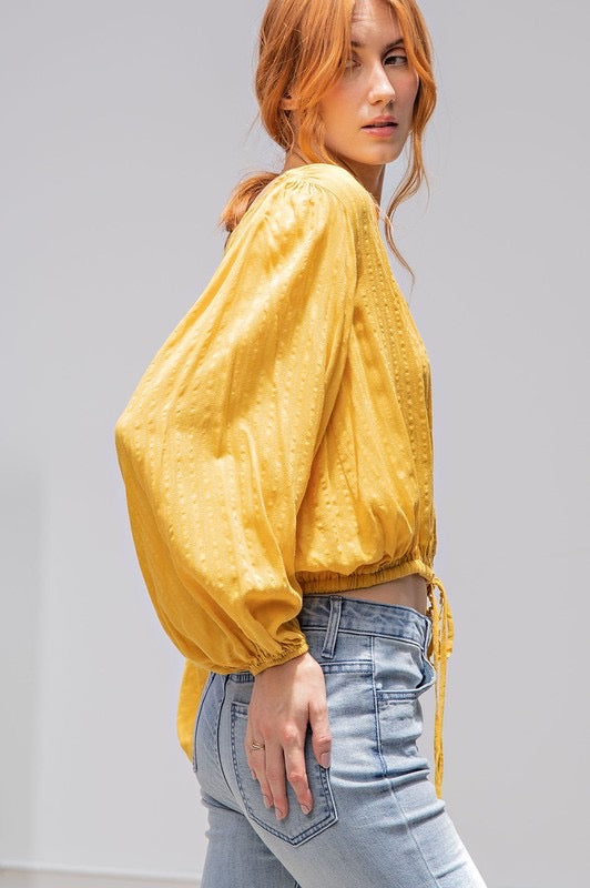 MANCHESTER Embroidered V-Neck ButtonDown Top