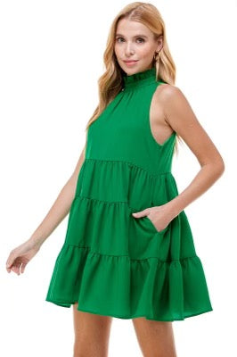 ROYAL HiNeck MutiTier Ruffle Dress