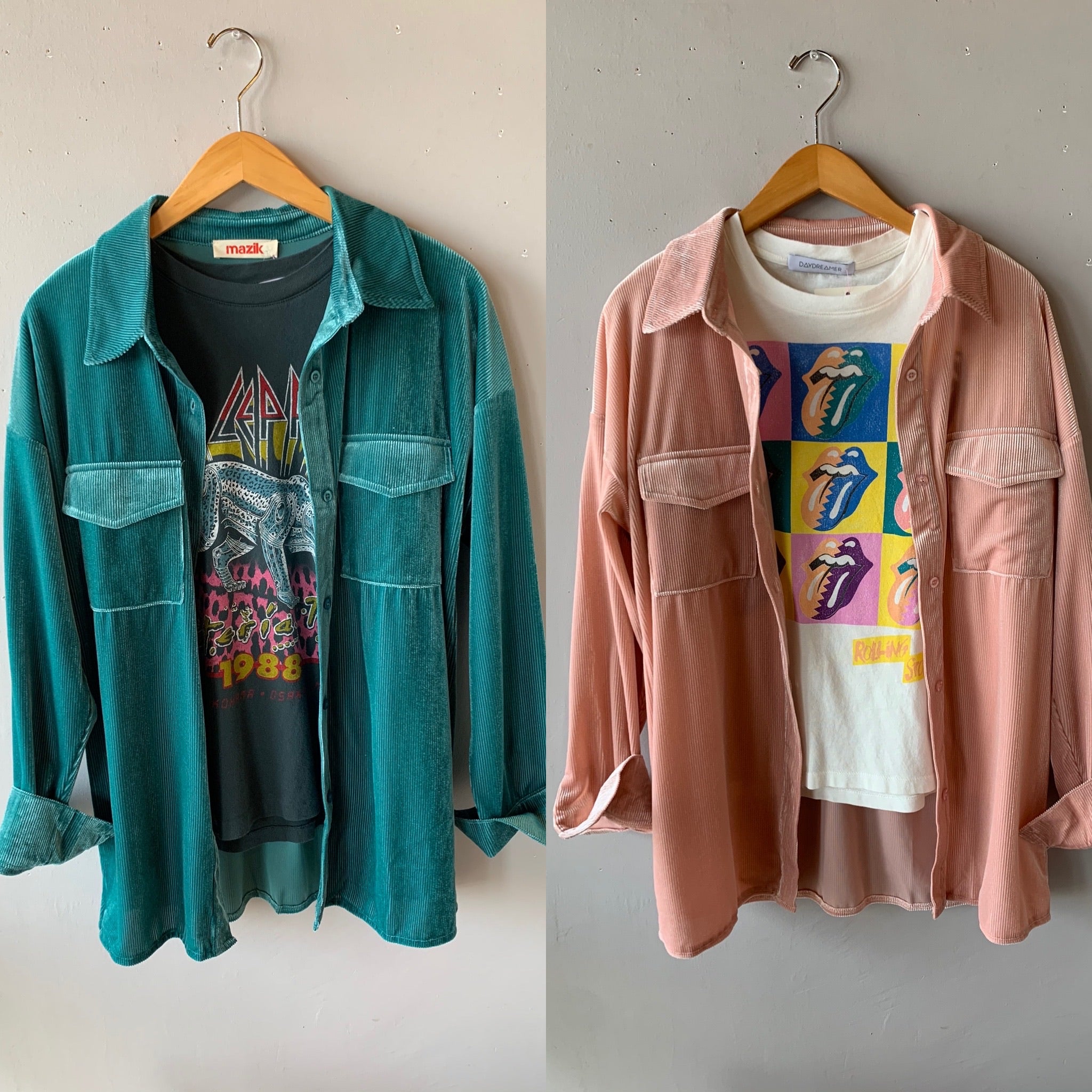 ROXY Rib Velvet ButtonDown Collared Top