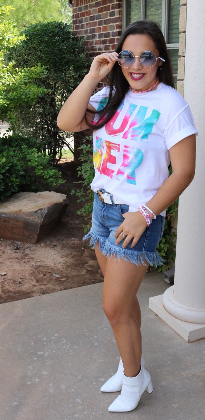 TTT SUMMER Tie~Dye Logo Comfort Colors Tee Top