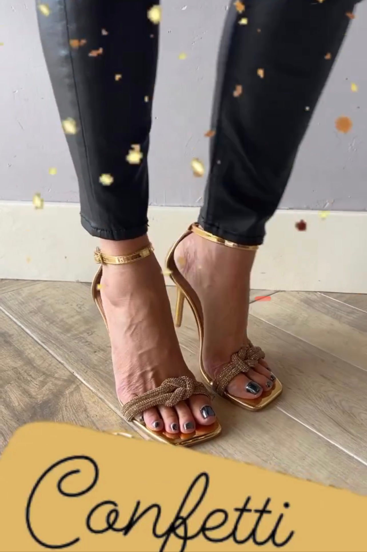 STEVE MADDEN Gold CONFETTI Heel Shoe