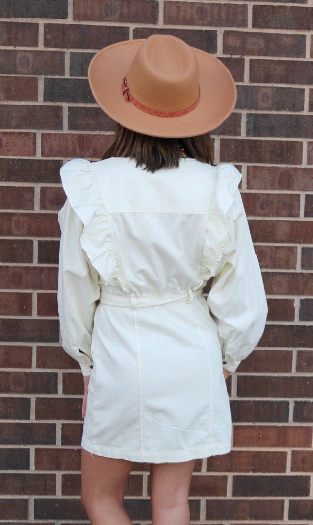 FREE PEOPLE Zipfront IMOGENE RuffleTrim TieWaist Dress