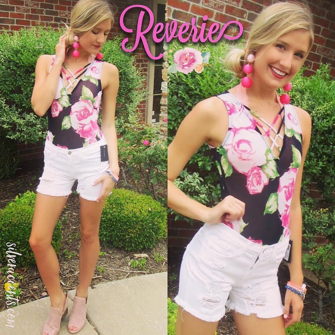 Jodifl REVERIE Mesh Floral StrappyNeck Bodysuit Top