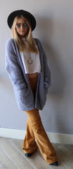 COMMIT Sherpa PopcornKnit Pocket Open Cardigan Top