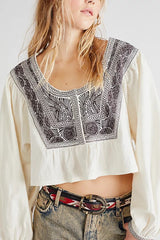 FREE PEOPLE Embroidered IGGIE Top