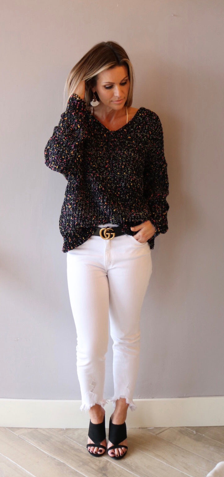 CONFECTION Multi Polka Dot Reversible Twist Sweater Top