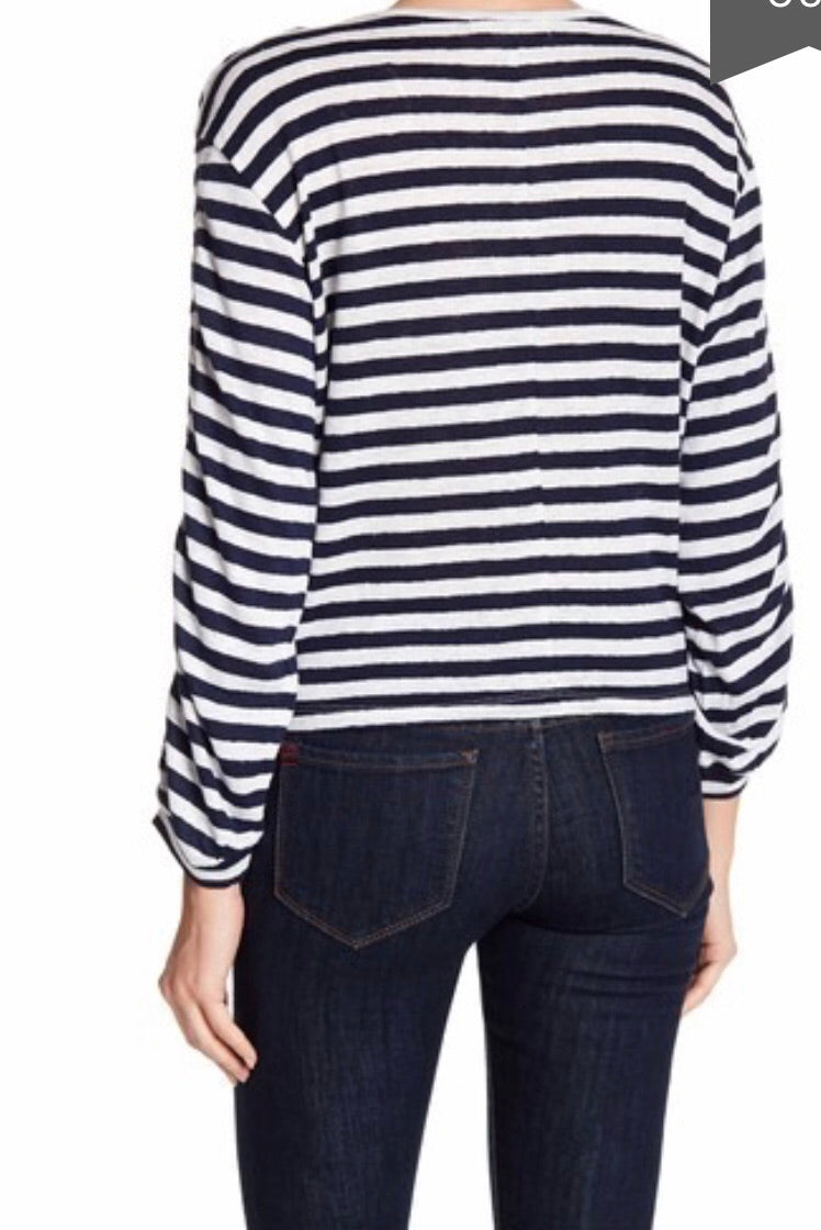 TIDAL Striped Sidetie Boat Neck Top